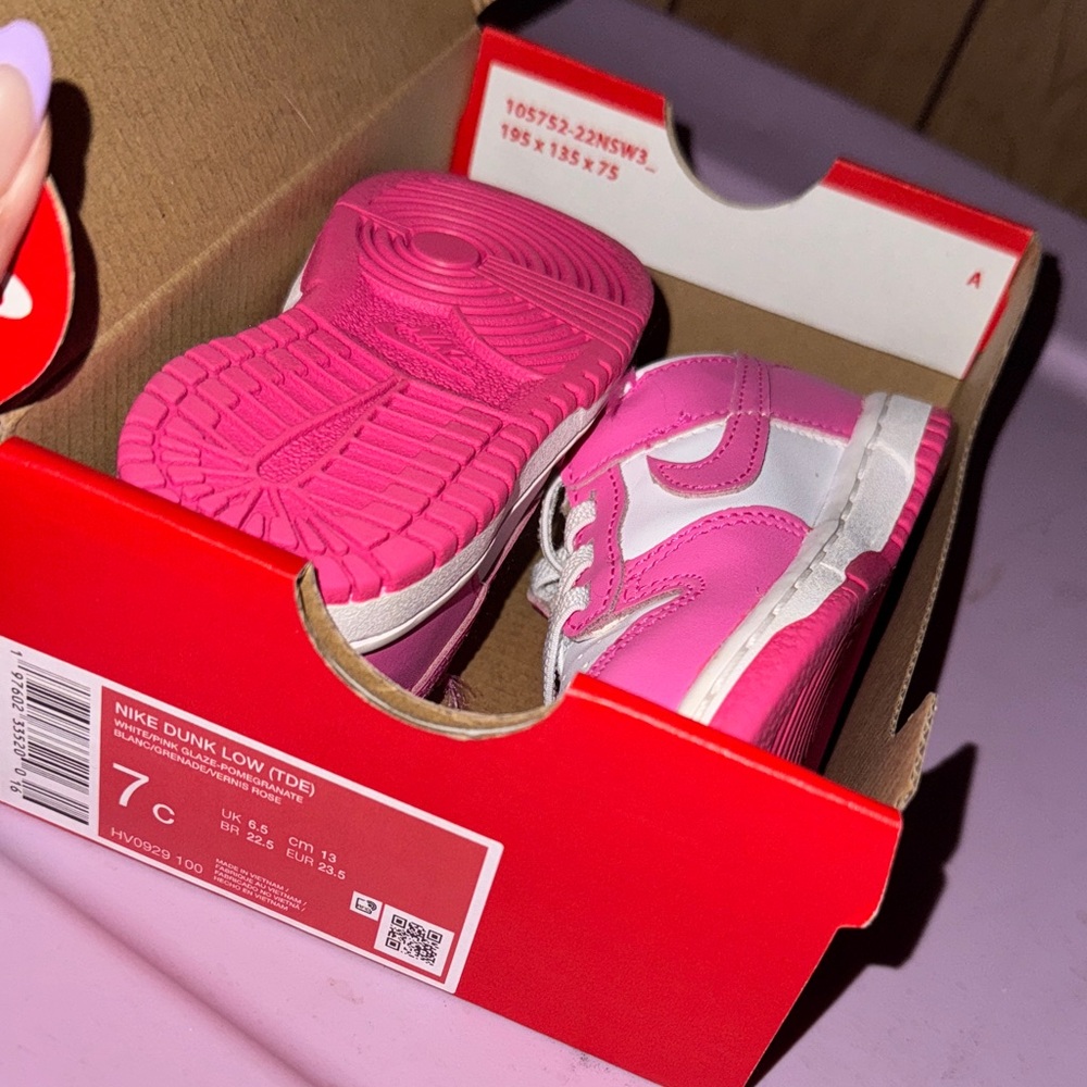 Nike Kids Dunk Low Sneakers - Pink and White